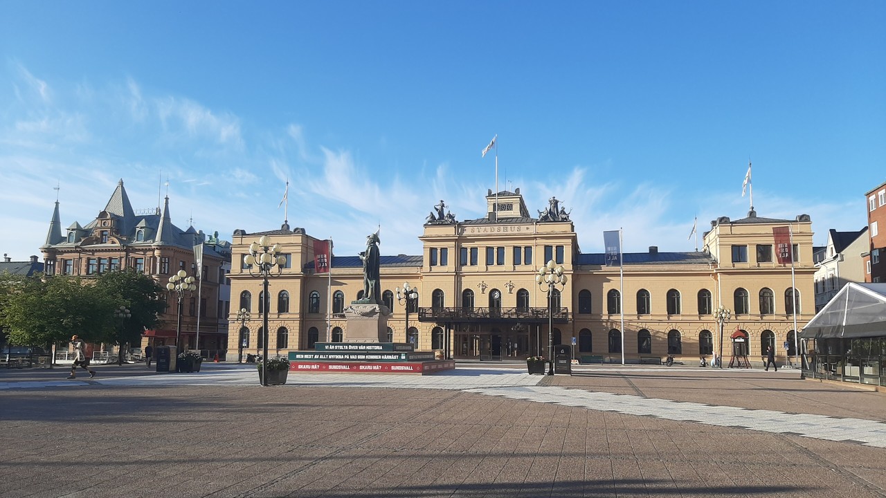 Stadshuset vid Stora torget i Sundsvall, illustrationsbild